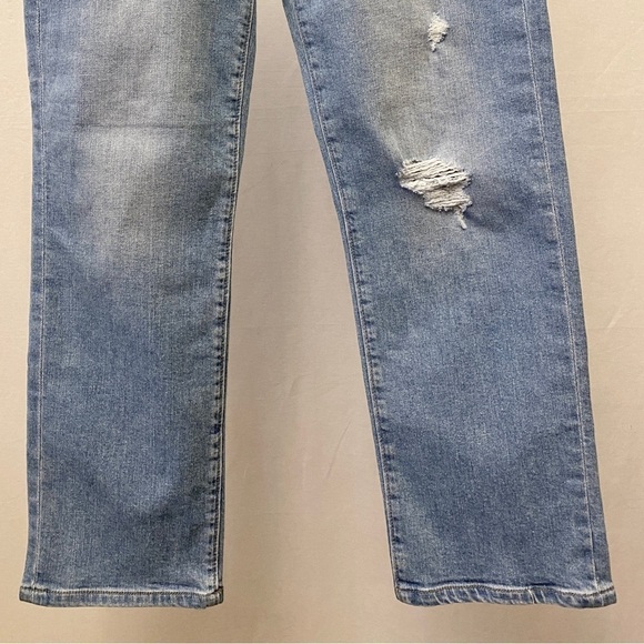 LOFT Outlet 0P Straight Jeans Women’s Distressed Stretch Light Wash Crop - Picture 6 of 15